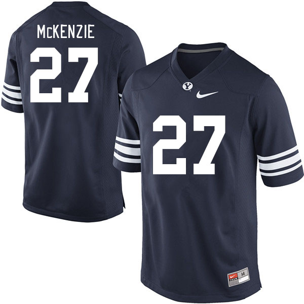 Men #27 Marcus McKenzie BYU Cougars College Football Jerseys Stitched-Navy - Click Image to Close